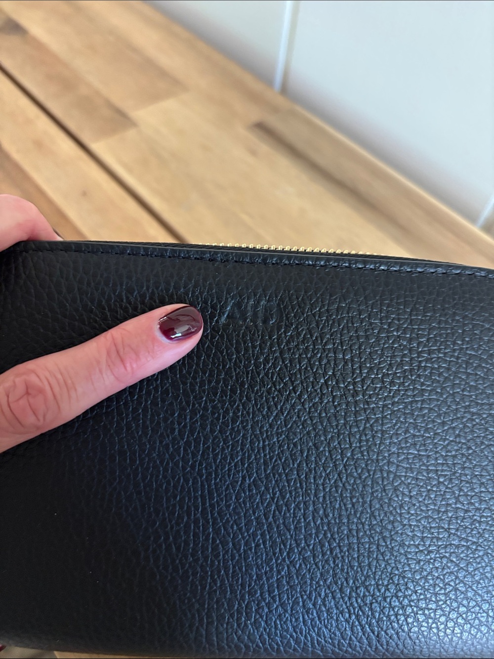 Cuyana Black Pebbled Leather Cosmetic Pouch and Zip Wallet Set - Picture 7 of 8